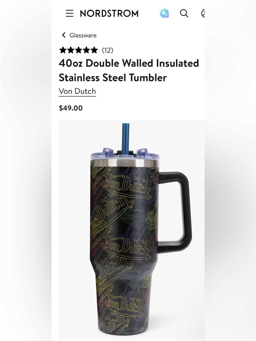 Von Dutch 40oz Double Walled Insulated Stainless Steel Tumbler - Picture 7 of 7